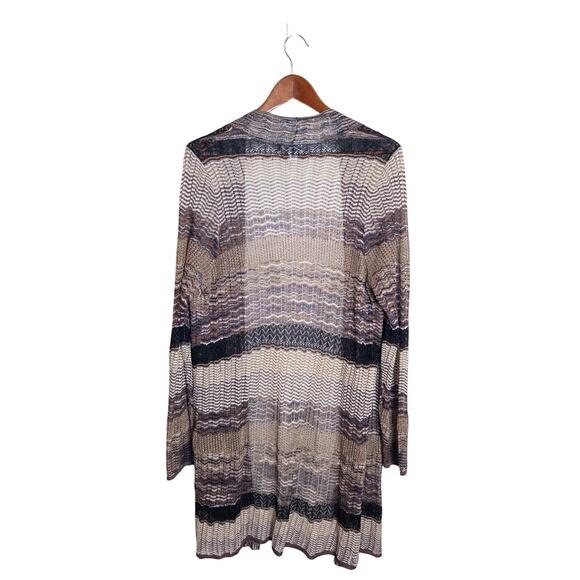 Chico’s Danika Neutral Space Dye Loose Knit Striped Open Cardigan Large - Picture 7 of 9